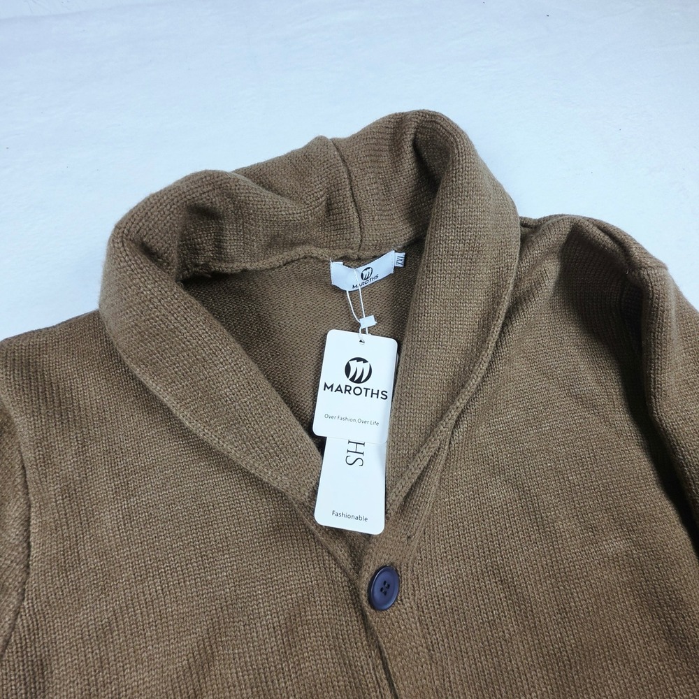 Maroths Brown Shawl Collar Button Front Cardigan Sweater Mens XXL New